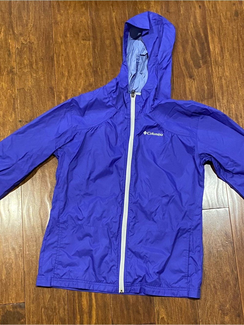 Columbia Kids Purple Hooded Raincoat with Contrast Zip